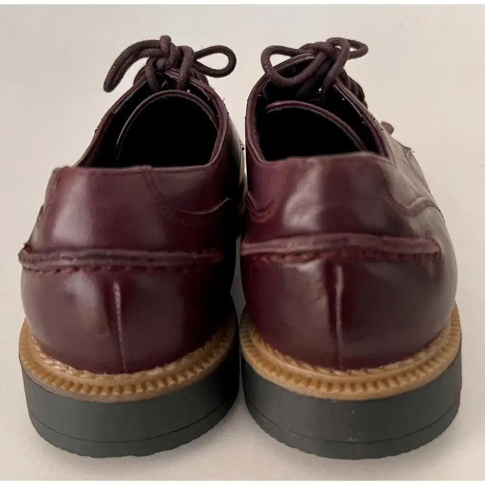 Clarks Griffin Mabel Oxblood Leather Kiltie Oxford Women's 7M Lug Sole NWOB